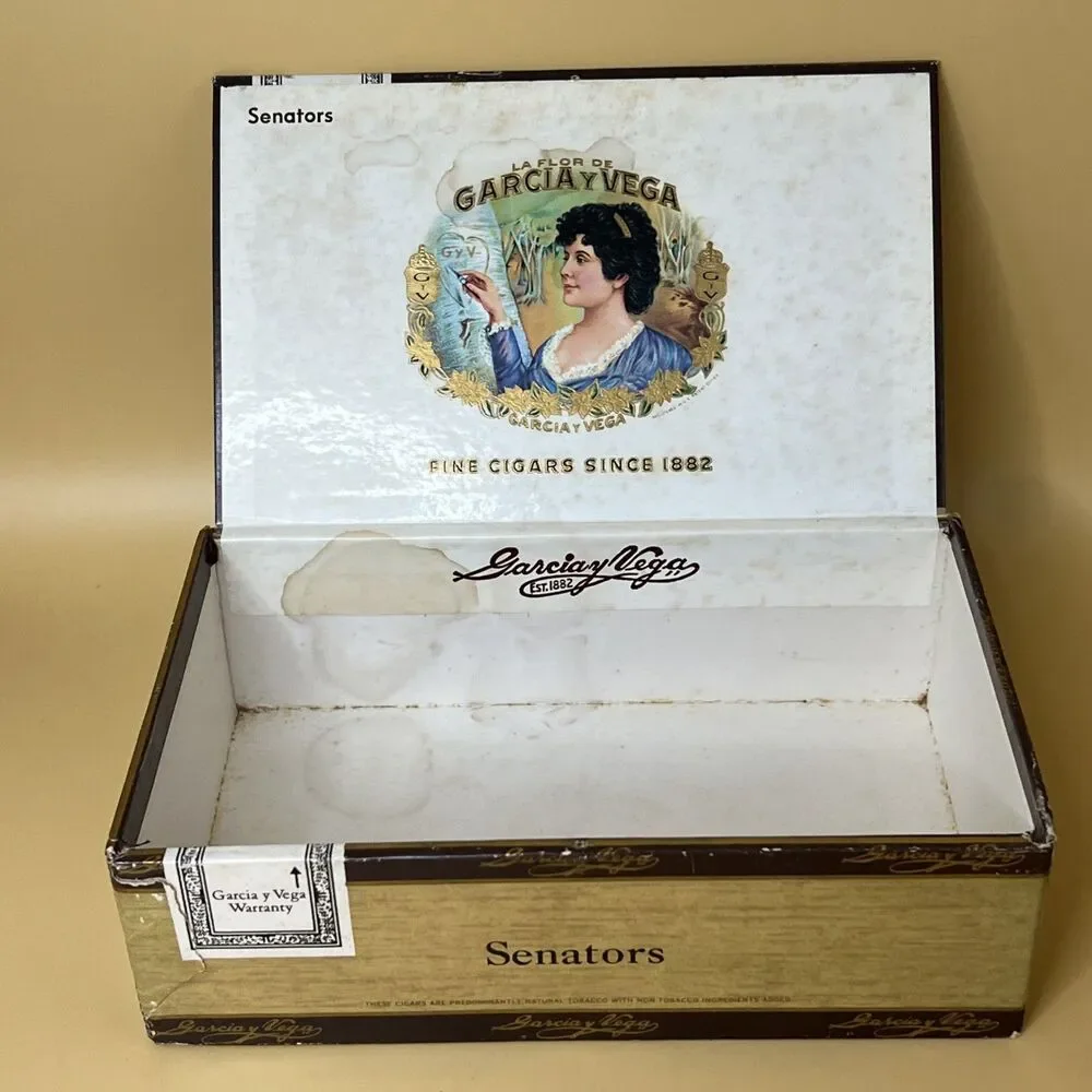 Lot of 2 Vintage La Flor De Garcia y Vega Senators Empty Cigar Boxes Tobacco 50